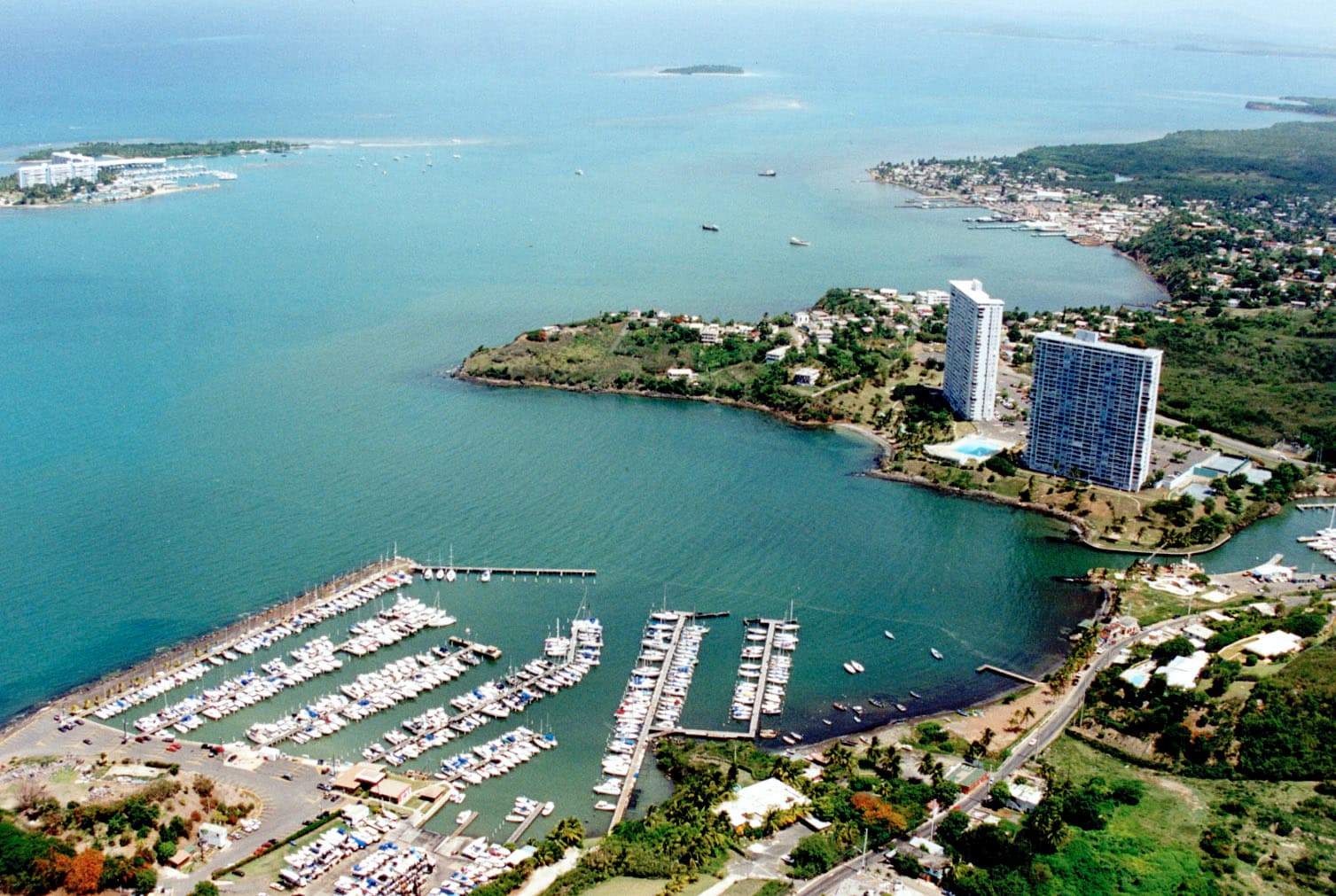 A marina and coastline near Fajardo, Puerto Rico